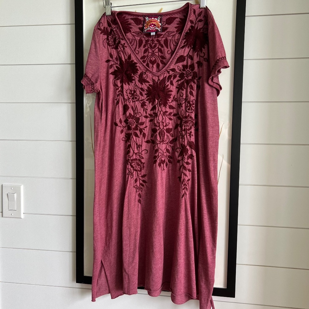 Johnny Was Maroon/Pink Embroidered Blouse/Tunic